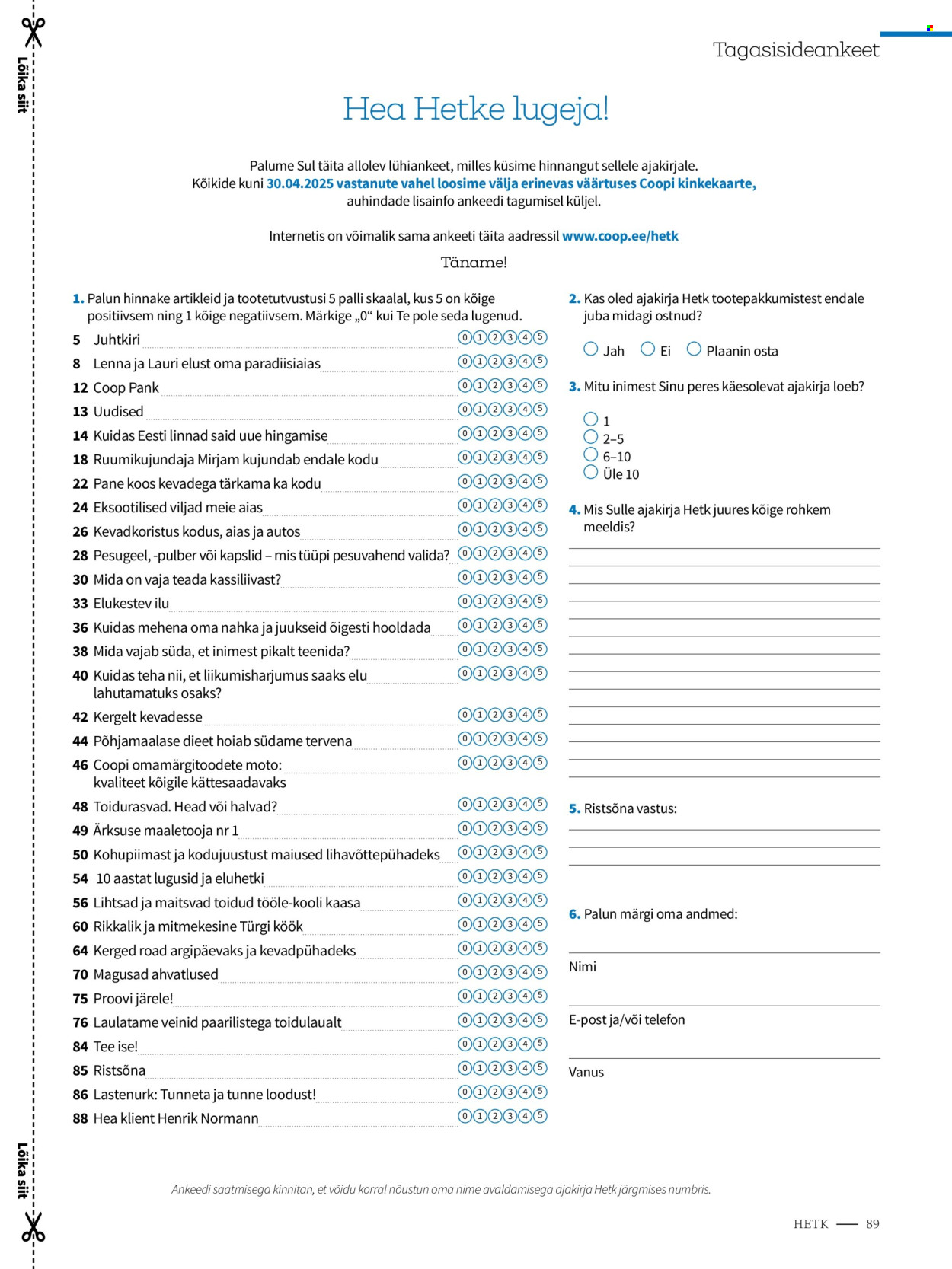 Coop kliendileht - 04.03.2025 - 31.05.2025. Lehekülg 1