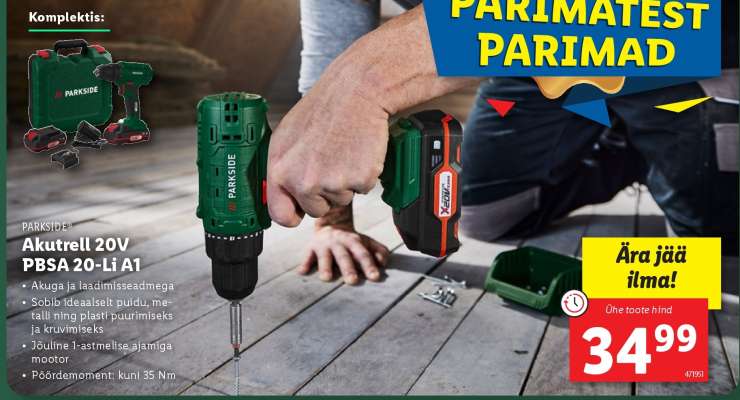 Parkside Akutrell 20V PBSA 20-Li A1