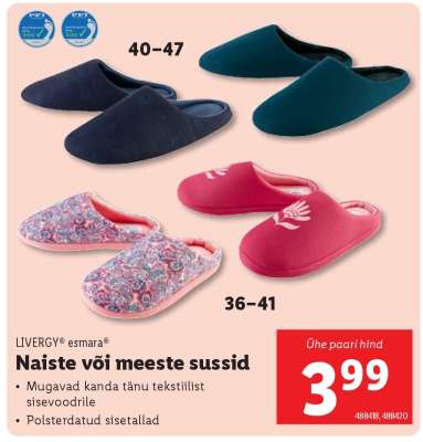 LIVERGY® esmara® Naiste või meeste sussid