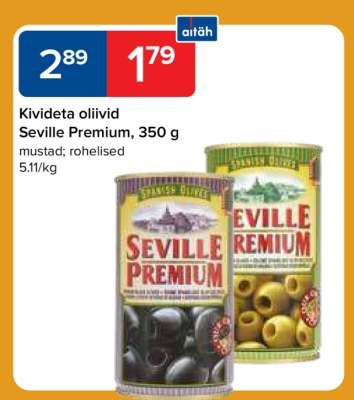 Kivideta oliivid Seville Premium, 350 g