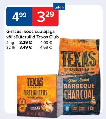 Grillsüsi koos süütajaga või süüterullid Texas Club
