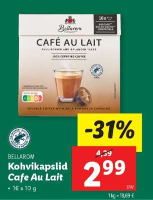 Bellarom Kohvikapslid Cafe Au Lait