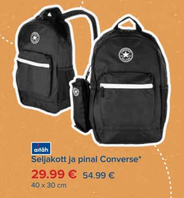 Seljakott ja pinal Converse