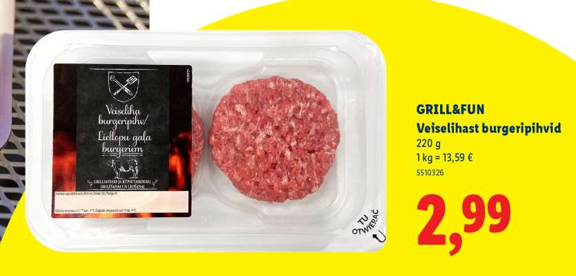 GRILL&FUN Veiselihast burgeripihvid