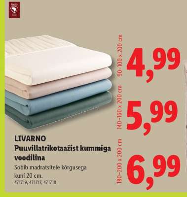 LIVARNO Puuvillatrikotažist kummiga voodilina
