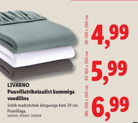 LIVARNO Puuvillatrikotažist kummiga voodilina