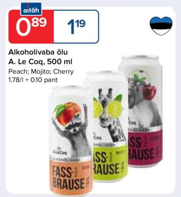 Alkoholivaba õlu A. Le Coq, 500 ml