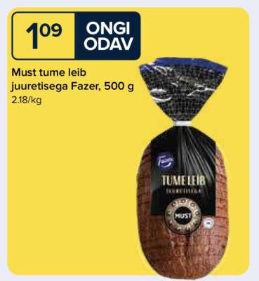 Must tume leib juuretisega Fazer, 500 g