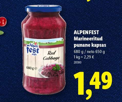 ALPENFEST Marineeritud punane kapsas