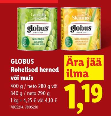 GLOBUS Rohelised herned või mais