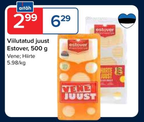 Villutatud juust Estover, 500 g