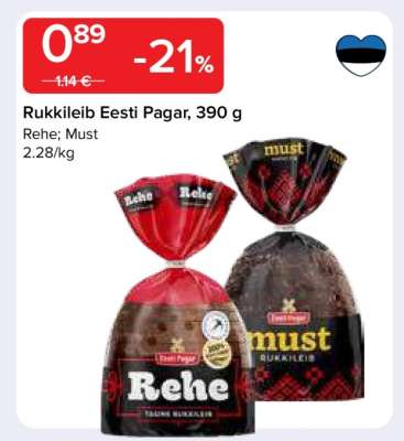 Rukkileib, Eesti Pagar, 390 g