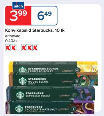 Kohvikapslid Starbucks, 10 tk