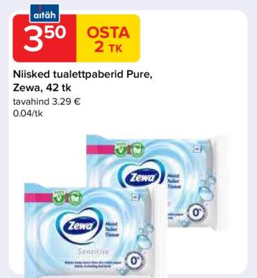 Niisked tualettpaberid Pure, Zewa, 42 tk