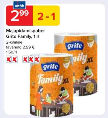 Majapidamispaber Grite Family, 1 rl