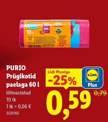 PURIO Prügikotid paelaga, 60 l