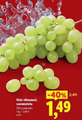 Hele viinamari, seemneteta