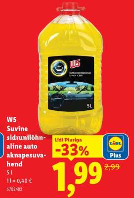 W5 Suvine sidrunilõhnaline auto aknapesuvahend