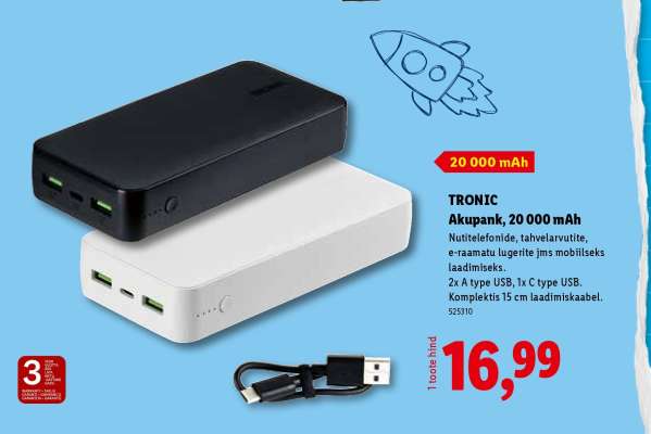 TRONIC Akupank, 20 000 mAh
