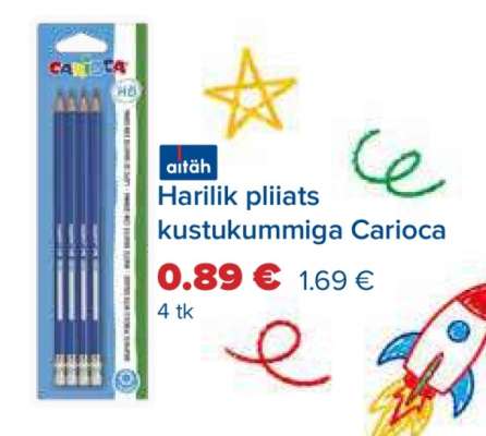 Harilik pliiats kustukummiga Carioca