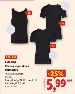 ESMARA Peenes soonikkoes alussärgid