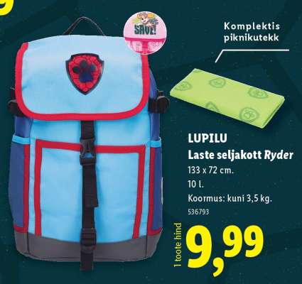 LUPILU Laste seljakott Ryder