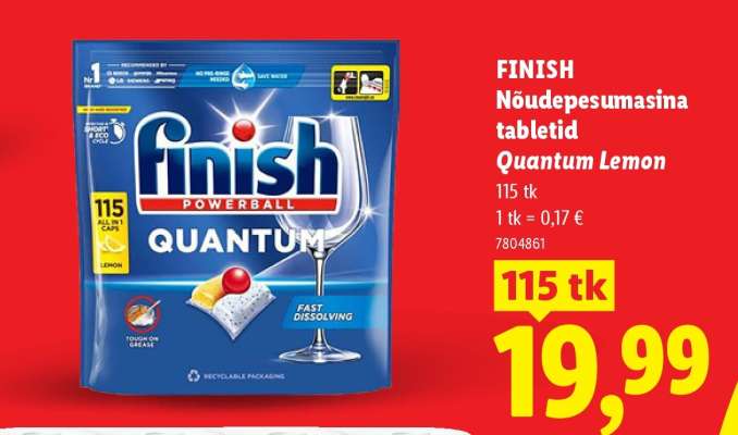 Finish Nõudepesumasina tabletid Quantum Lemon