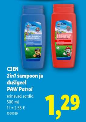 CIEN 2in1 šampoon ja dušigeel PAW Patrol