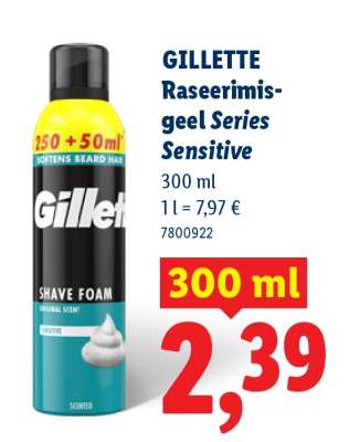 GILLETTE Raseerimis-geel Series Sensitive
