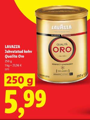 Lavazza Jahvatatud kohv Qualita Oro
