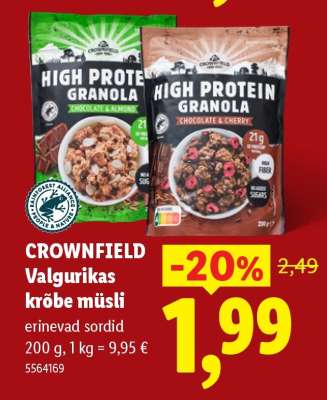 Crownfield Valgurikas krõbe müsli