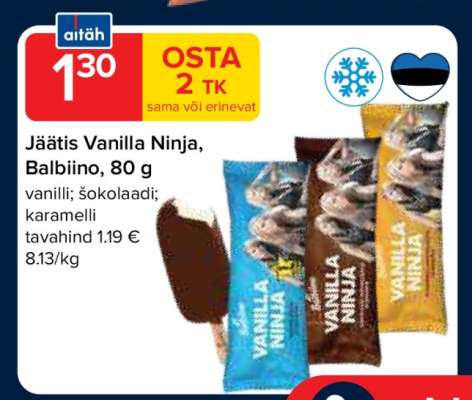 Jäätis Vanilla Ninja, Balbiino, 80 g