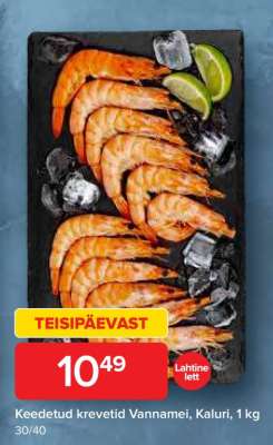 Keedetud krevetid Vannamei
