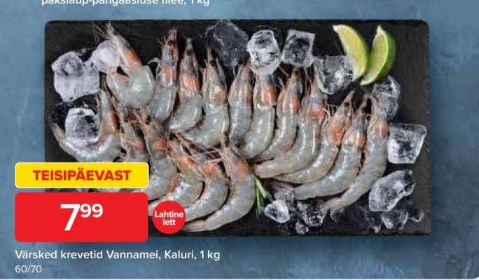 Värsked krevetid Vannamei, Kaluri