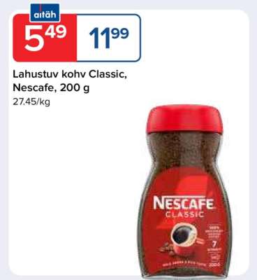 Lahustuv kohv Classic, Nescafe