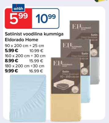 Satiinist voodilina kummiga Eldorado Home