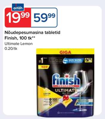 Nõudepesumasina tabletid Finish, 100 tk