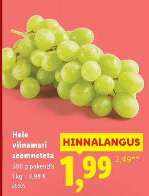 Hele viinamari, seemneteta