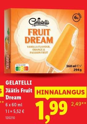 GELATELLI Jäätis Fruit Dream
