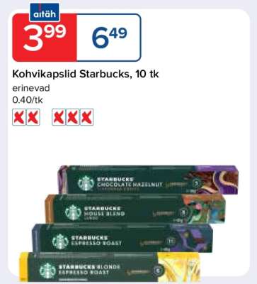 Kohvikapslid Starbucks, 10 tk