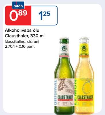 Alkoholivaba õlu Clausthaler, 330 ml
