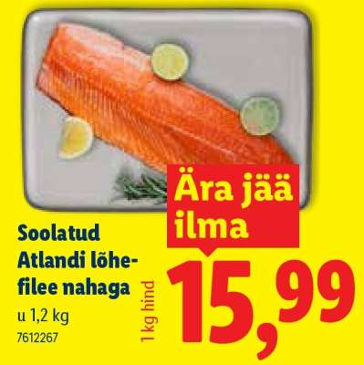 Soolatud Atlandi lõhefilee, nahaga