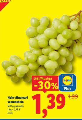 Hele viinamari, seemneteta