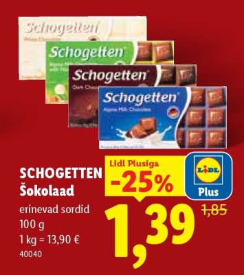 SCHOGETTEN Šokolaad