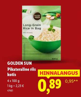 GOLDEN SUN Pikateraline riis kotis