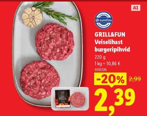 GRILL&FUN Veiselihast burgeripihvid