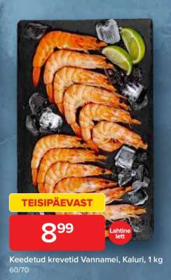 Keedetud krevetid Vannamei, Kaluri
