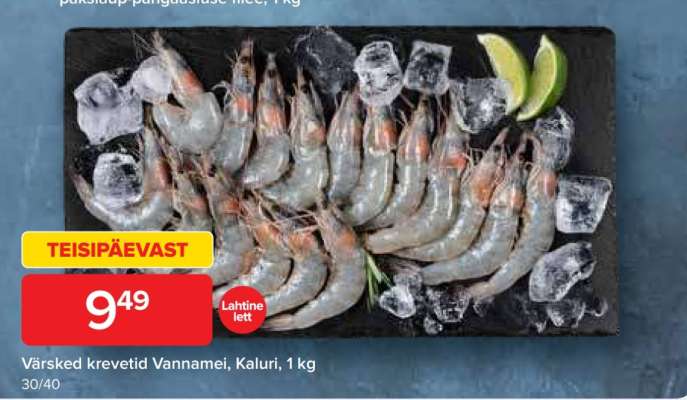 Värsked krevetid Vannamei, Kaluri, 1 kg