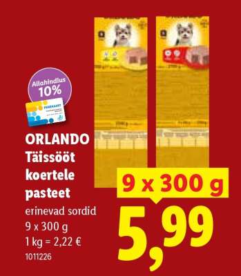 ORLANDO Täissööt koertele, pasteet