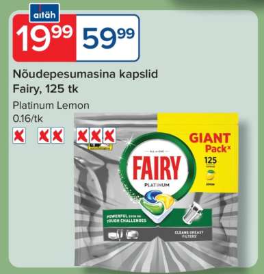 Nõudepesumasina kapslid Fairy, 125 tk